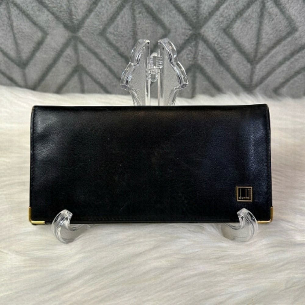 DUNHILL leather long wallet in black